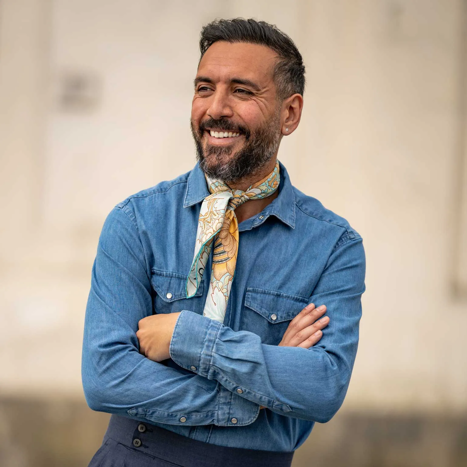 St. James - Hand Rolled Silk Neckerchief - Aqua